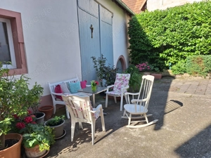 Schaukelstuhl weiß, Vollholz