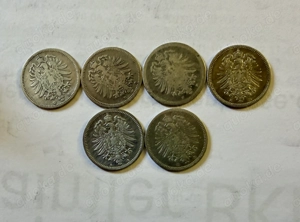 6x 20 Pfennig Silber 1873, 1874, 1875, 1876 Deutsches Kaiserreich Bild 2