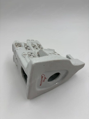 Winter Dekohaus Keramik weiß mit Goldakzenten, ca. Bild 2