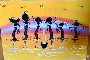 Landestyp. Gemälde orig. Kapverden Cabo Verde Bild handpaint gelb rot Kunst