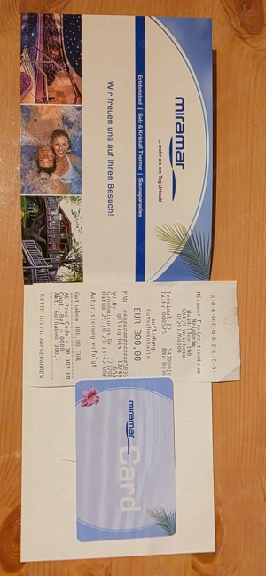 Miramar-Guthabenkarte   300   Wert für nur 250   für Bad und Sauna