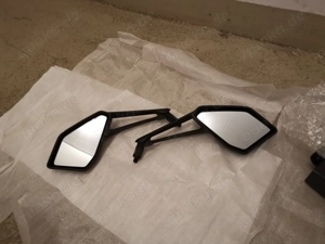 2 Motorradspiegel schwarz, kantiges Design