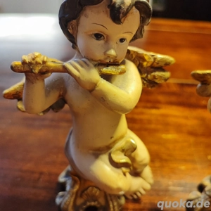 2 Deko Engel Putte Harphe & Flöte Bild 4