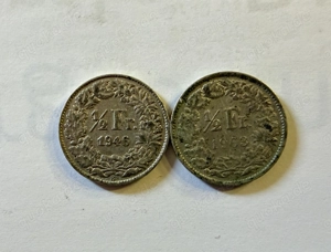 2 x 1 2 Franken Schweiz 1946 + 1963 Silber 835 1000