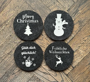 4er-Set Weihnachts-Untersetzer aus Filz