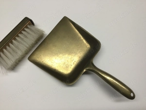 Messing Kehrset Tischbesen Blech Vintage Bild 4