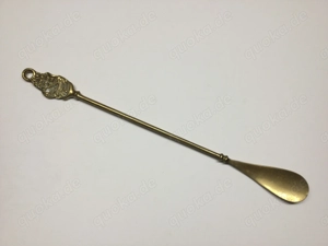 Schuhlöffel Messing Antik mit Schiff Verzierung