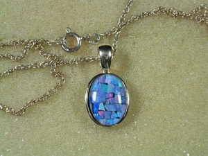 NEU: Kette + Clip-Anhänger 925 Silber vergoldet mit Opal