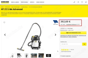 Kärcher NT 27 1 Me Advanced Nass- Trocken-Industrie-Staubsauger + 8x 50L Staubsaugerbeutel