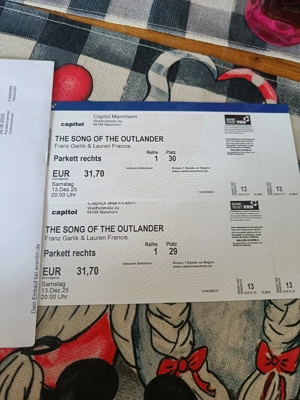 Zwei Karten für the song of the outlander in Mannheim 