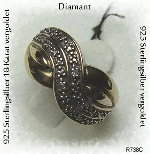 Ring, 925 Silber, vergoldet mit gefassten Topasen Bild 4