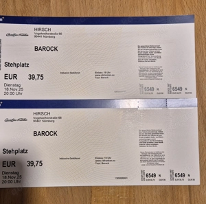 2 Karten Barock AC DC Cover Nürnberg 18.11.