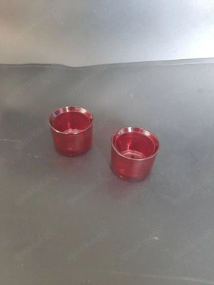 2 Stück Teelichthalter Glas - rot - 5cm hoch