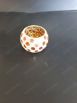 Teelichthalter Glas - Farben weiß und orange - Höh