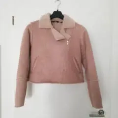 Lammfellimaitat Jacke im Biker Look rose farben