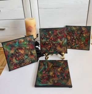 Abstrakte Akrylbilder Weihnachtsdekoration Wandbild moderne Kunst Original Unikat Gold Struktur 