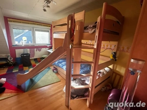 Paidi Fleximo Doppelbett mit Rutschenturm, Kleiderschrank und Bücherregal