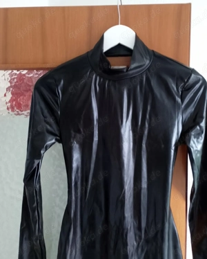 langes wetlook Kleid, Gr. L , langarm, Neu Bild 3