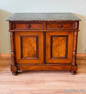 Kommode, antik, 1890er, Gründerzeit, Marmorplatte, Nussbaum Furnier, Augenweide Bild 2