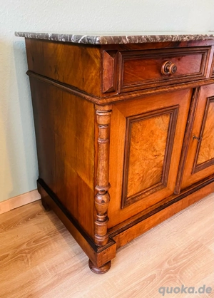 Kommode, antik, 1890er, Gründerzeit, Marmorplatte, Nussbaum Furnier, Augenweide Bild 4