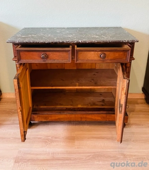 Kommode, antik, 1890er, Gründerzeit, Marmorplatte, Nussbaum Furnier, Augenweide Bild 3