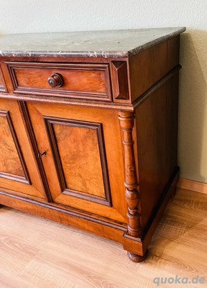 Kommode, antik, 1890er, Gründerzeit, Marmorplatte, Nussbaum Furnier, Augenweide Bild 5