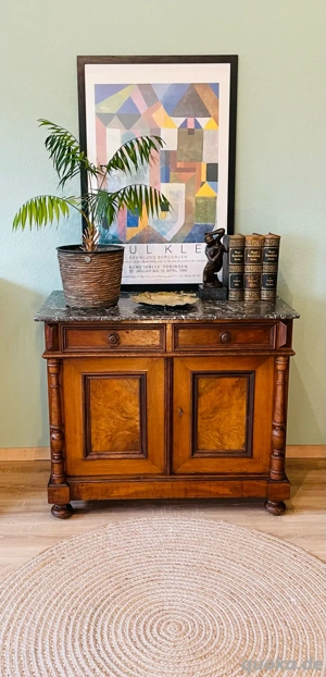 Kommode, antik, 1890er, Gründerzeit, Marmorplatte, Nussbaum Furnier, Augenweide