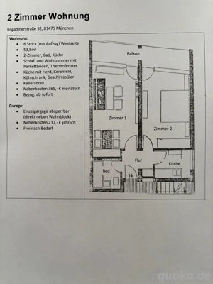 Helle 2 Zimmer Wohnung mit Einzelgarage in Fürstenried-West