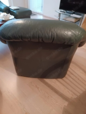 Ledercouch-Garnitur moosgrün, mehrteilig Bild 6