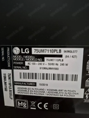LG Fernseher Modell 75UM7110PLB
