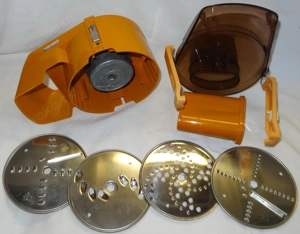 P Schnitzelwerk 353 für Moulinex Moulinette 320 gelb Orange komplettes Zubehör Vintage kaum benutzt 