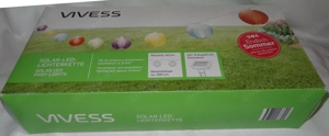 P Vivess Solar-LED-Lichterkette 10 Lampions ink aufladbarem Akku innen +außen bis 8Std. unbenutzt in
