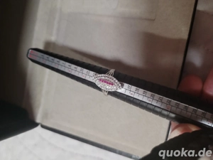 925er Silber Ring mit pinken und weissen steinen 