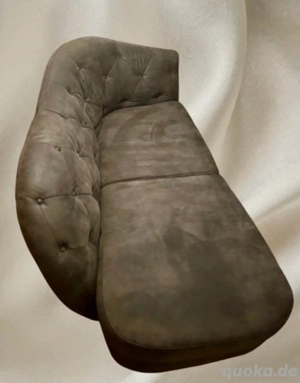 Sofa Couch Ottomane Recamiere Chaiselongue Wildlederoptik dunkelgrau top Zustand