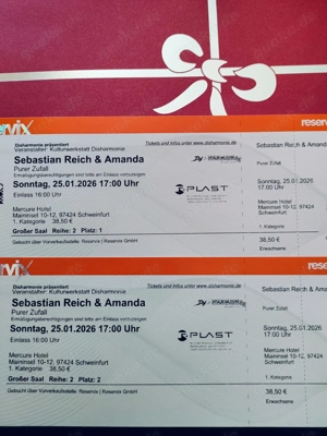 2 Tickets für Sebastian Reich & Amanda in Schweinfurt