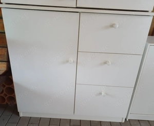 Badschrank, weiß, 107x103x84 cm, Wäschekorb Schubladen Bild 1