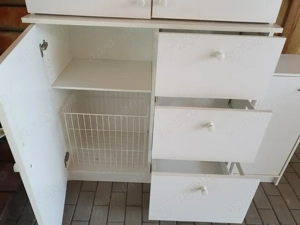 Badschrank, weiß, 107x103x84 cm, Wäschekorb Schubladen Bild 2