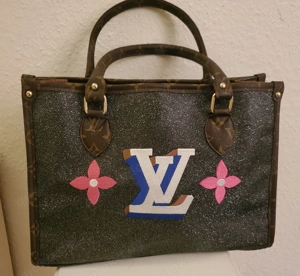 Tasche Handtasche Tragetasche  Schwarz Glitzer