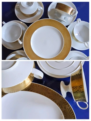 Rosenthal Tapio Wirkkala Speiseservice Excelsior Gold geätzt 6 Pers. 21-tlg mit Anbietteilen top