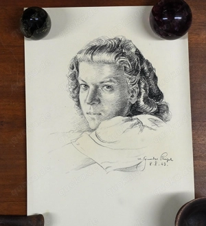 Kohlezeichnung, Frauenportrait von 1943 Bild 2