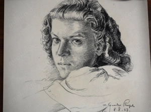Kohlezeichnung, Frauenportrait von 1943