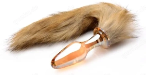 Analplug aus Glas mit langem Schweif