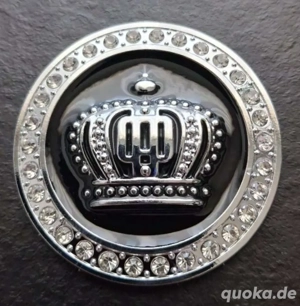 2 Kronen Aufkleber 3D aus Metall 5cm Durchmesse mit Strasssteinen fürs Auto. Sehr edel. Bild 3