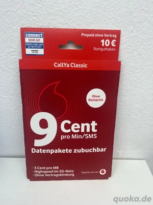 Vodafone Prepaid Simkarte mit 10  Startguthaben aktiviert