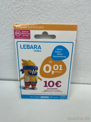 LEBARA! Prepaid SIM-Karte mit 7,50   Startguthaben aktiviert