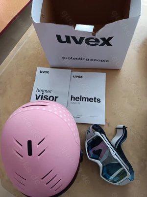 uvex Helm jr. visor, Gr. 54-58 cm, pink, mit uvex Skibrille supravision