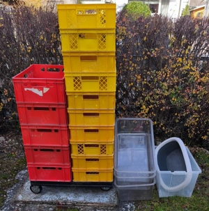 Stapelkisten Euroboxen Kisten Lagerkisten Kunststoffkisten Lagerboxen Rollwagen nur Komplett