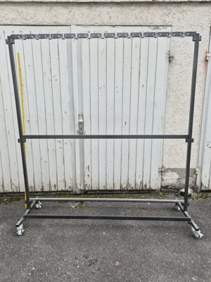 Feros Kleiderständer groß mit Haken, Stahl, Schwarz, fahrbar, zerlegbar, sehr stabil BTH 192x60x200 