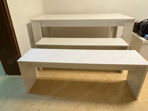 Weißer Tisch+2 passende bänke