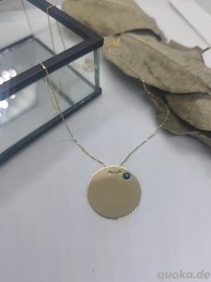 Goldhalskette mit Gravurplättchen (14k 585) Bild 2